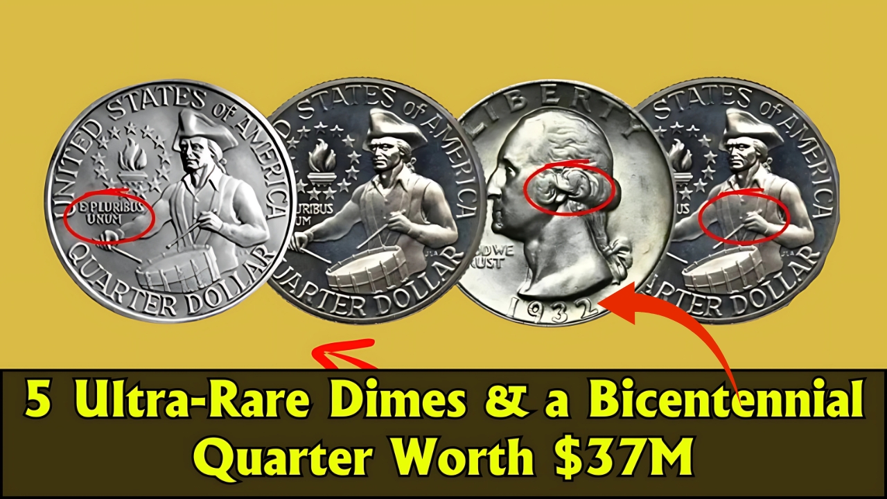 5 Ultra-Rare Dimes & a Bicentennial Quarter Worth $37M